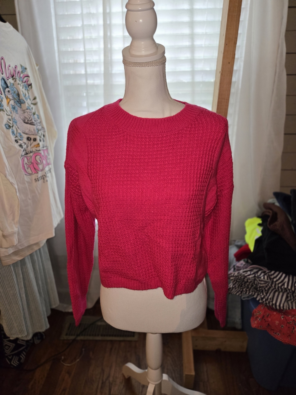 Freshman Hot Pink Crewneck Knit Sweater